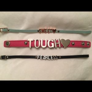 3 leather cuff bracelets